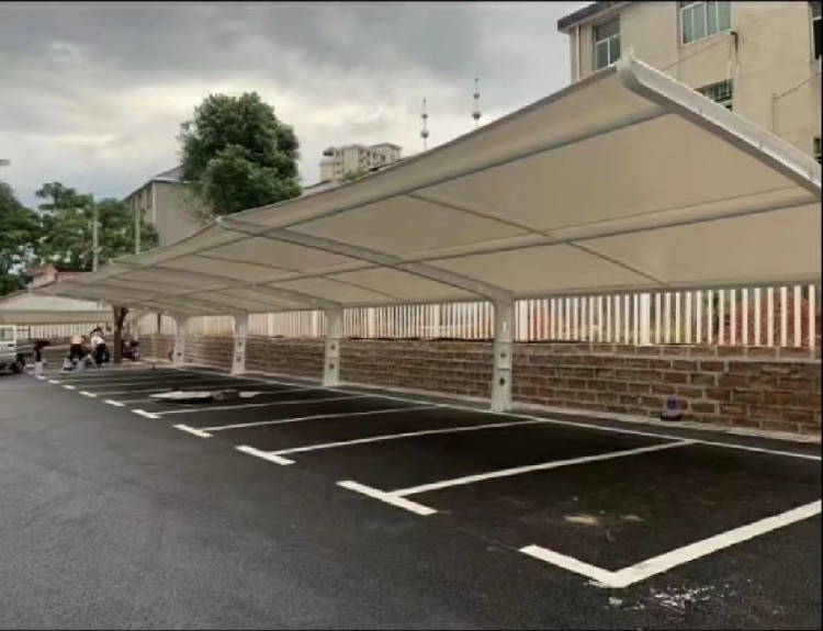 广东东莞塘厦镇商用膜结构停车棚工程钢架构材料加工