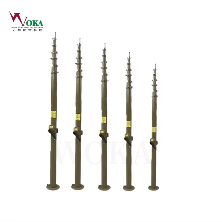 轻型三脚架升降桅杆 6米集装箱伸缩防雷针抱杆 手动电动碳纤维杆