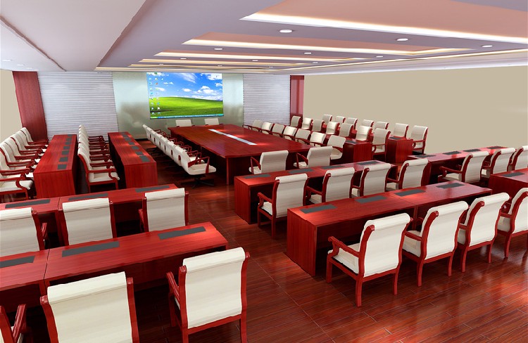 十六人位会议桌|免漆板会议桌|多功能博奥无纸化升降会议桌批发