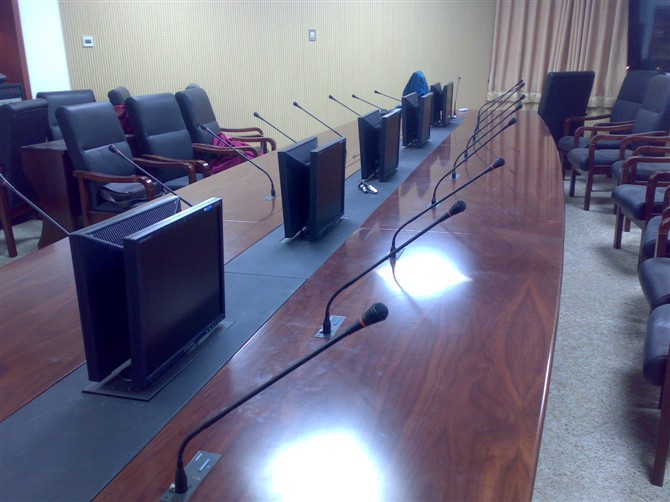 十六人位会议桌|实木会议桌|智能博奥无纸化升降会议桌厂家电话