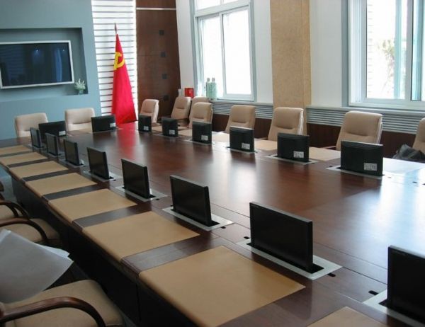 自动博奥无纸化升降会议桌厂家电话国产化会议系统