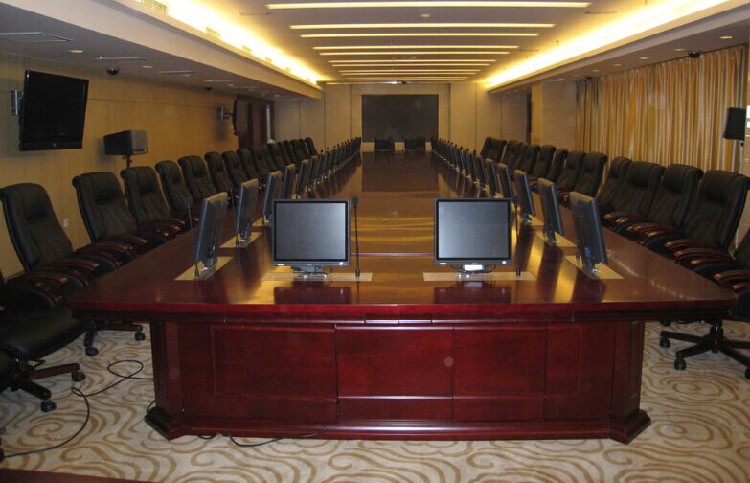 十六人位会议桌|钢木会议桌|自动BOAO品牌无纸化升降会议桌